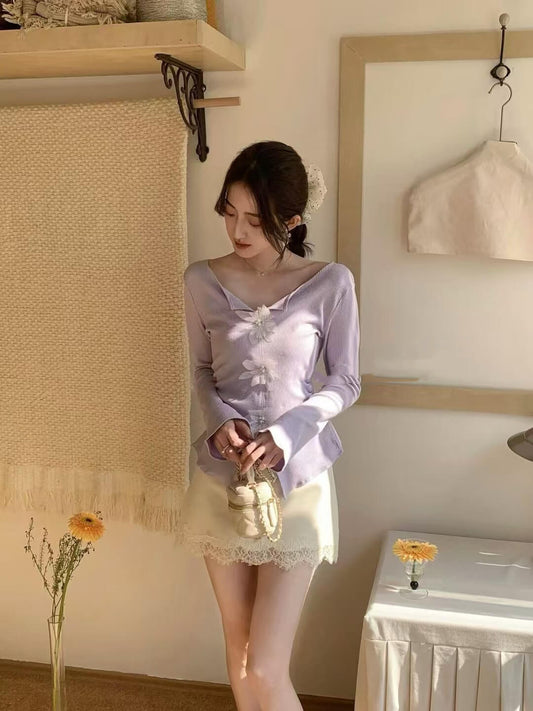 SY LACE PEARL PETAL TOP