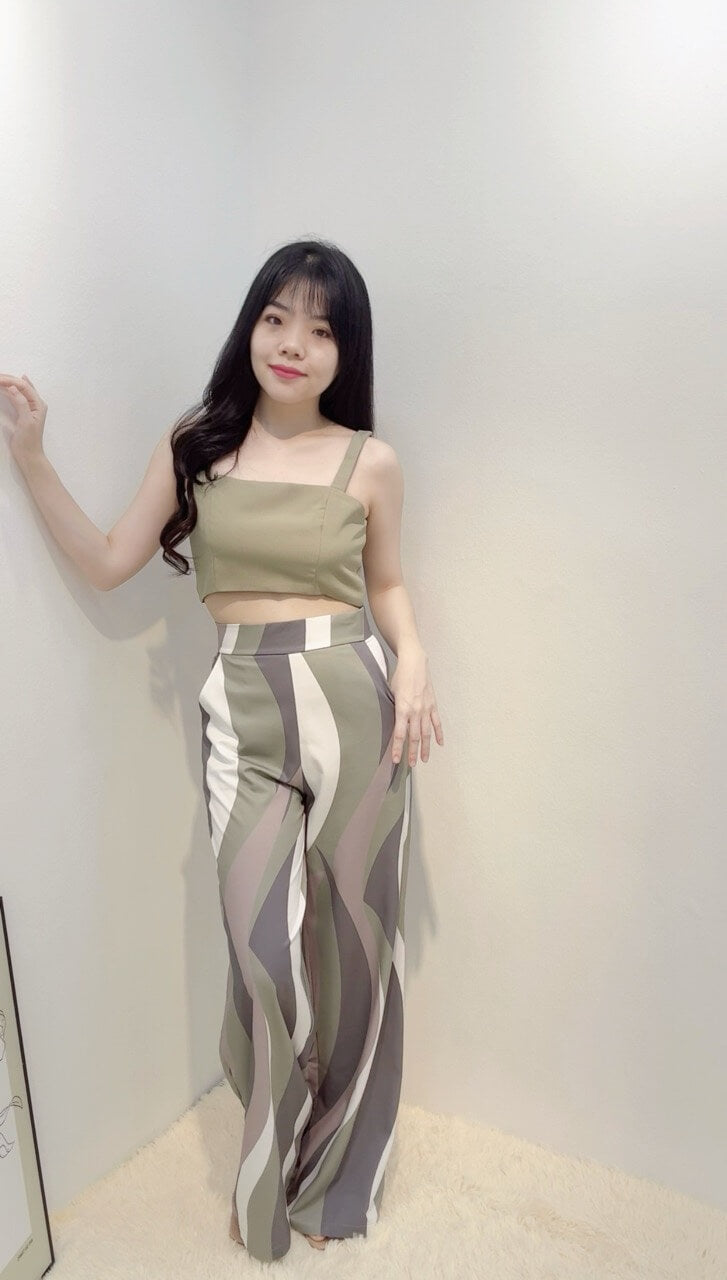 THREE SET SLEEVELESS LONG PANTS SET
