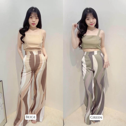 THREE SET SLEEVELESS LONG PANTS SET