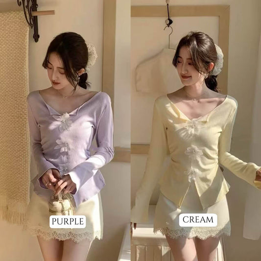 SY LACE PEARL PETAL TOP