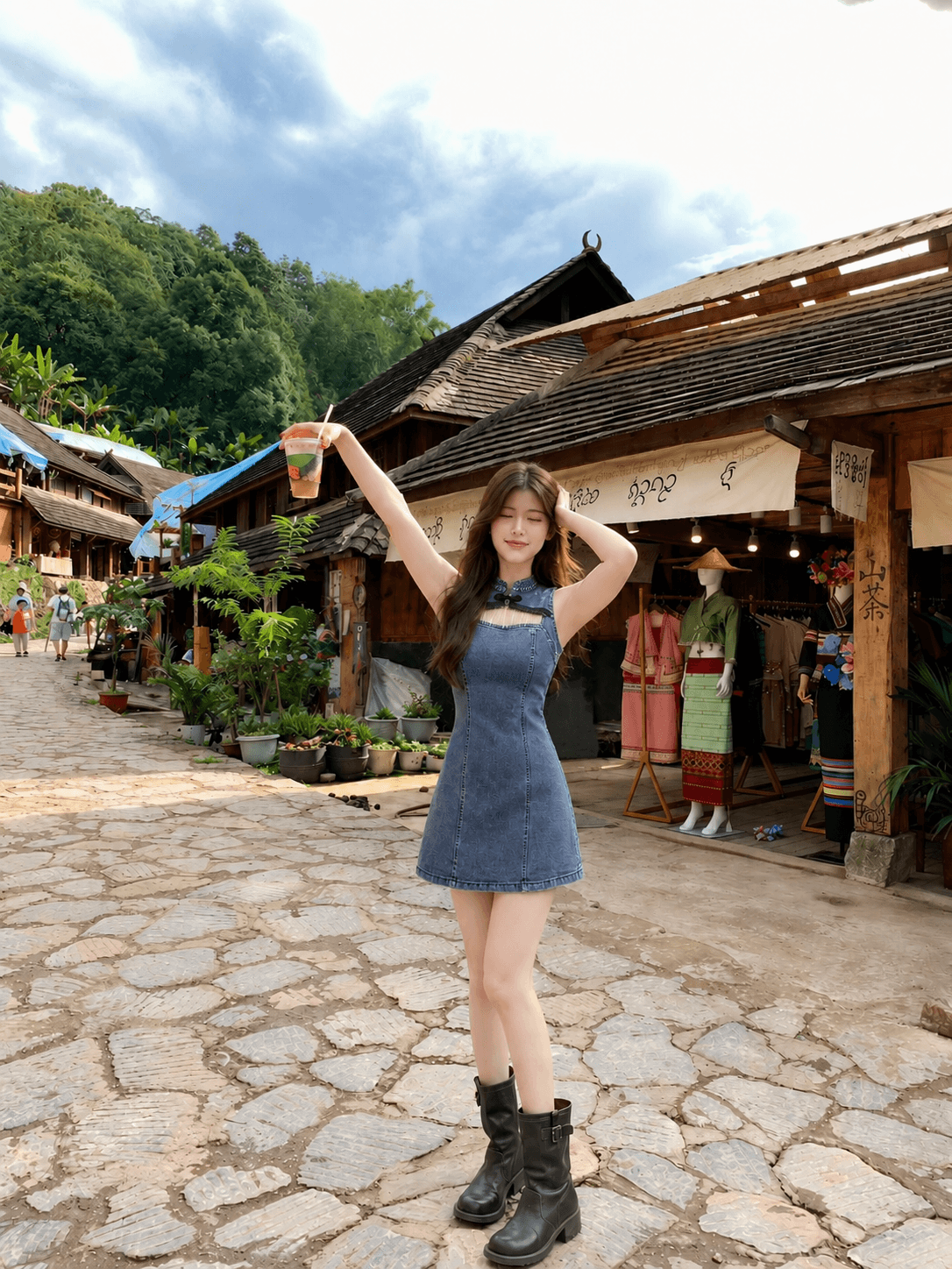 LANI DENIM MANDARIN DRESS