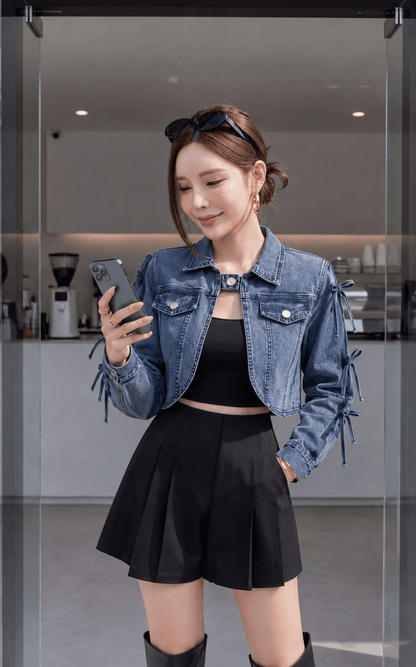 RIBBON DENIM JACKET