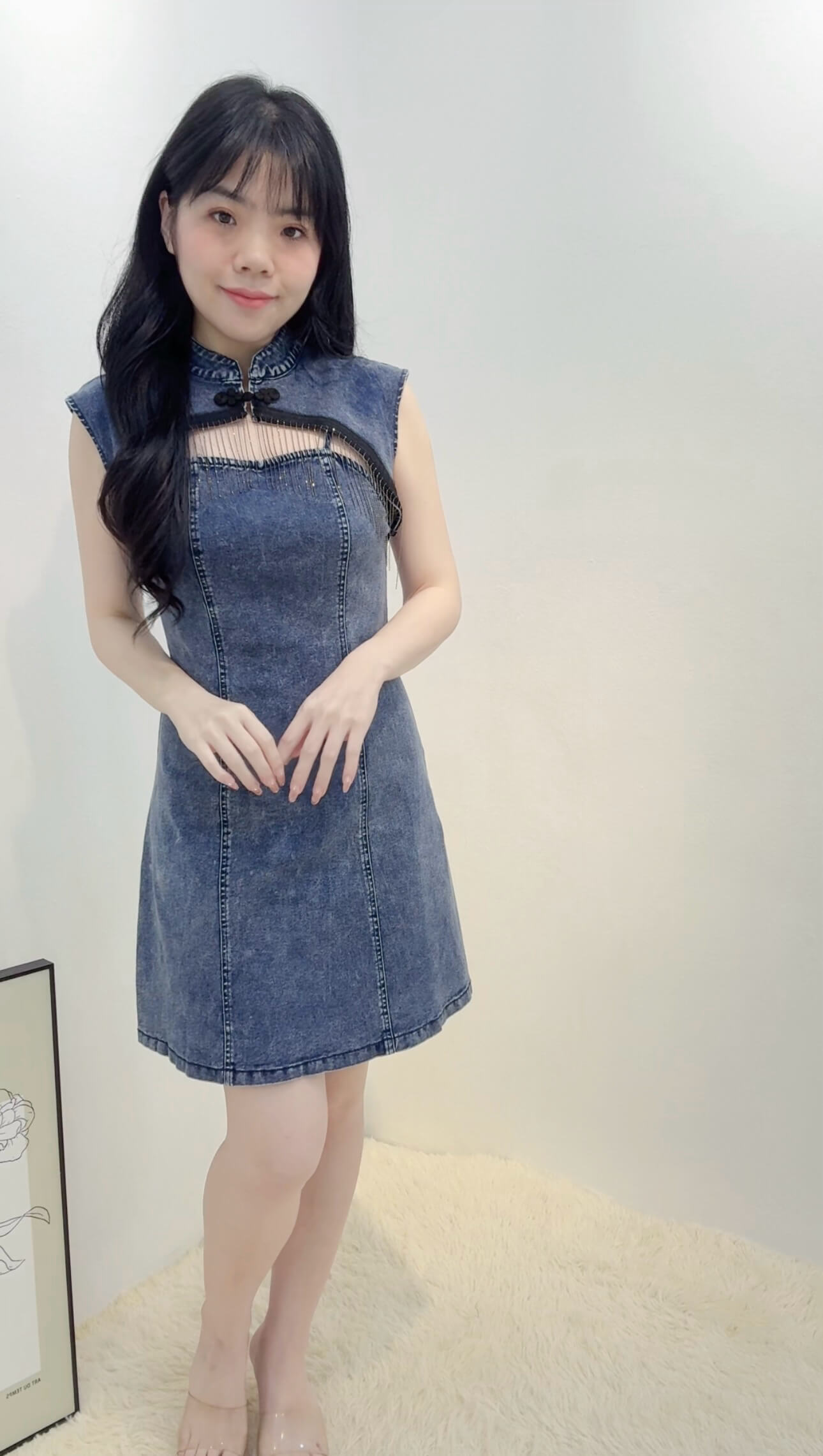 LANI DENIM MANDARIN DRESS