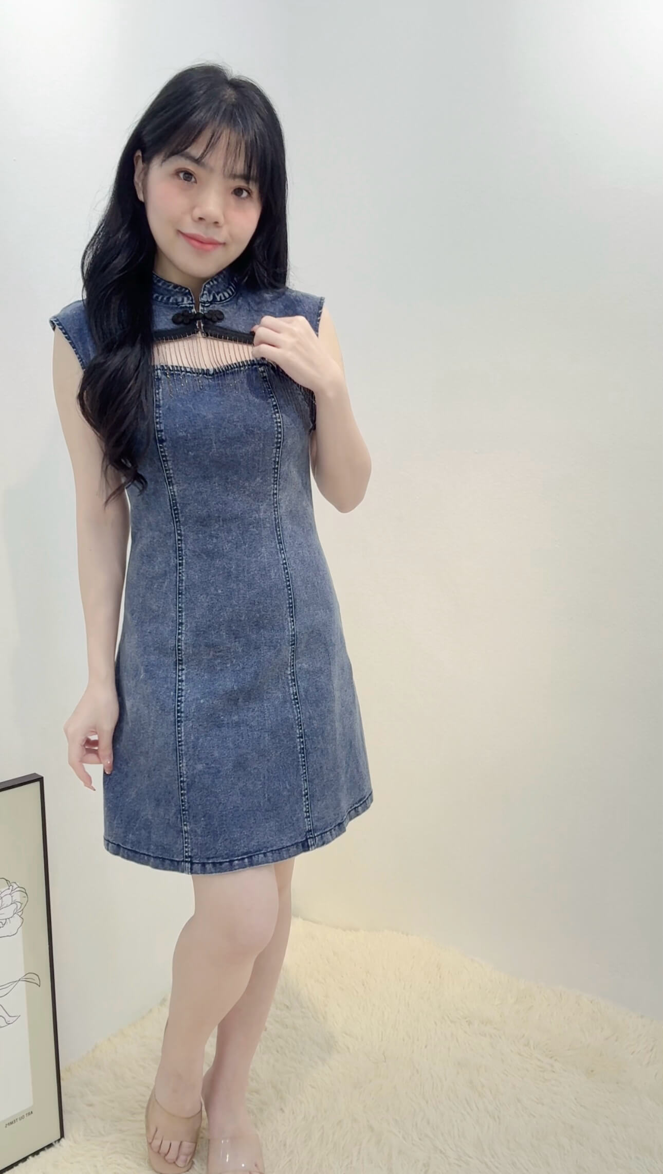 LANI DENIM MANDARIN DRESS