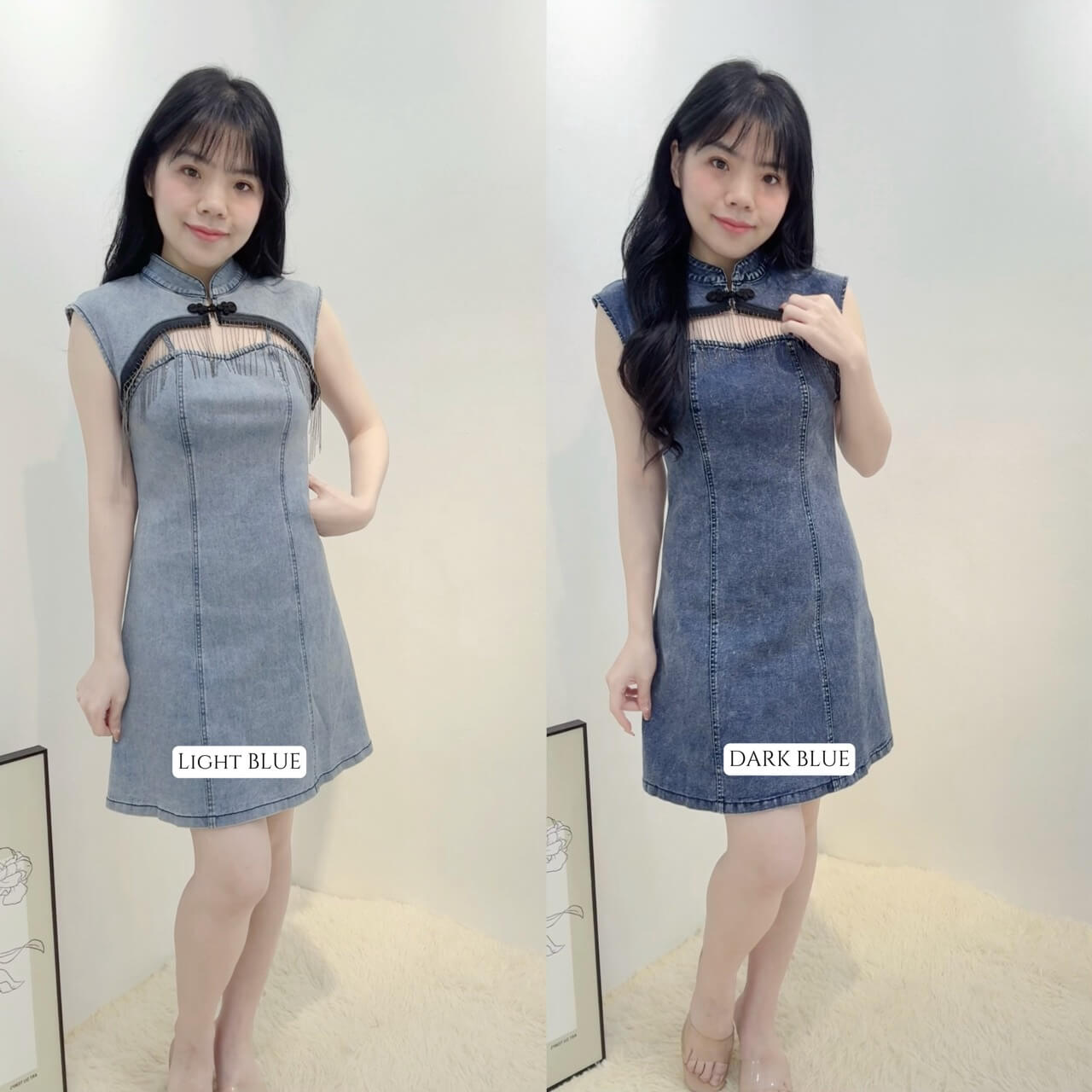 LANI DENIM MANDARIN DRESS