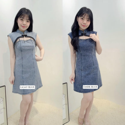 LANI DENIM MANDARIN DRESS