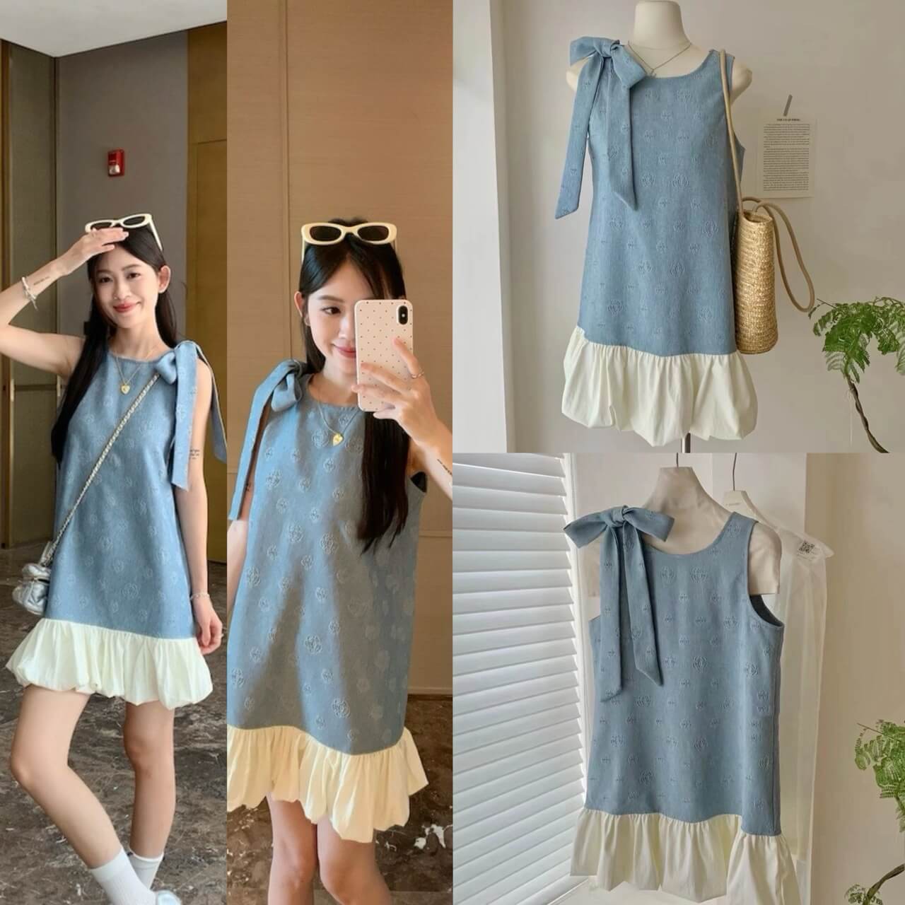 YJ ROSE DENIM DRESS